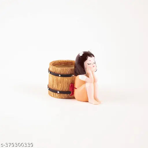 Lovely Product Resin Handmade Cute Dreaming Girl with Basket Designed Flower Pot without Plants