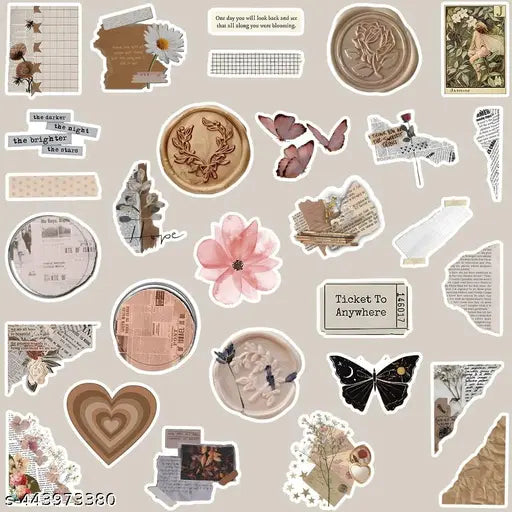 Titu Ki Baatein Mixed Vintage Stickers - 50 PCS Retro Stickers for Scrapbooks, Laptops, Guitars, Phones, Pads, Skateboards, Bicycles, Motorcycles, Helmets 2 x 3 x 1 cms
