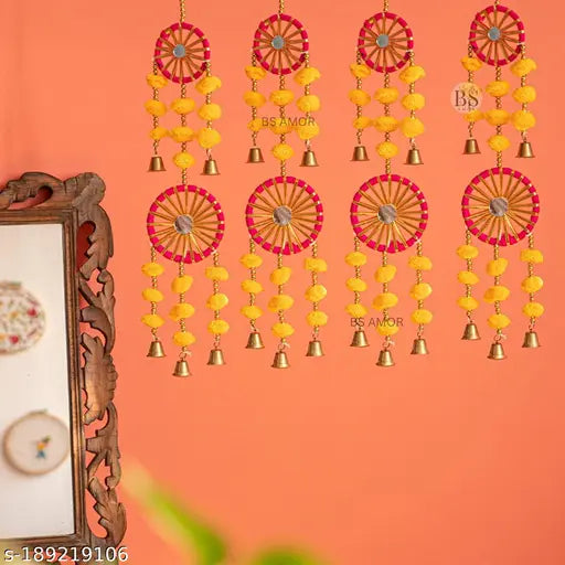 Bellu  2 Dual Yellow Chakri Latkan Traditional Hanging Latkan for Party, Wedding, Room, Home, Main Door ,Diwali Decoration Items