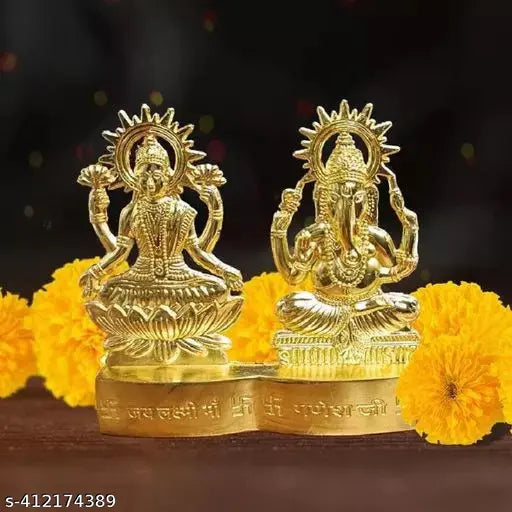 Haridwar Divine God Laxmi Ganesh Set Statue Idol Murti In Brass (4X4 Inch) Diwali Gift Lakshami Ganesh idol for diwali puja laxmi puja ganesh puja ganpati puja