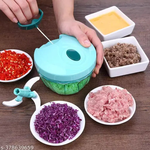 vegetable & fruit chopper, smart cutter Mirchi Cutter Hand Chopper Vegetable Cutter, BPA-free Food Processor with 3 Removable Blades For Chopping & Mincing, Manual Vegetable Cutter , Dry Fruit and Onion , tomato Handy Chopper 450ML Vegetable Chopper quick