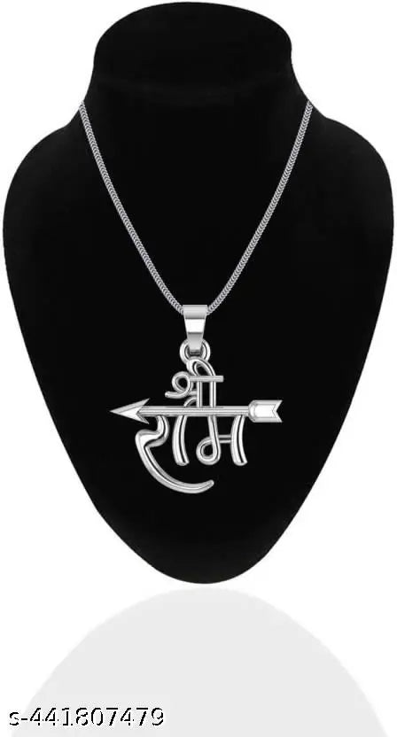 Trending stylish new designer silver plated religious lord shree RAM locket with ball chain pandent Necklace for boys/mem and girls/women