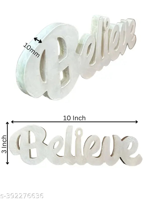 Bellu Believe White Aesthetic Table Decor - Ideal for Home Study Desk or Office Table. Quirky Room Decoration Showpiece, Perfect for Birthdays and Corporate Gifting.