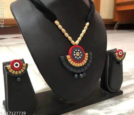 Handmade Terracotta(Clay Work) Pendent Set