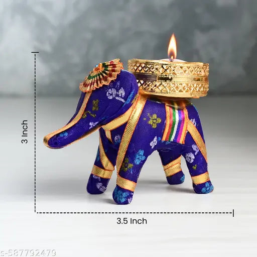 PACK OF 8 Handcrafted Colorful Elephant Tealight Candle Holders – Set of Decorative Rajasthani Tea Light Stands for Home, Diwali & Festive Décor