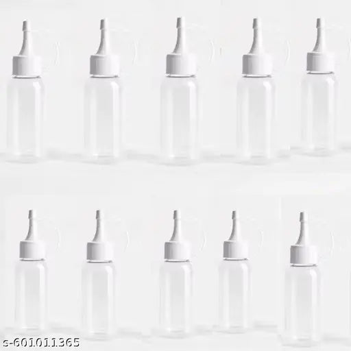 Empty Bottles for Rangoli Colors – 100 Gram Each | Transparent Plastic Jars with Nozzle Cap for Easy Dispensing | Refillable Storage Containers ( Bottle (Pack of 10))