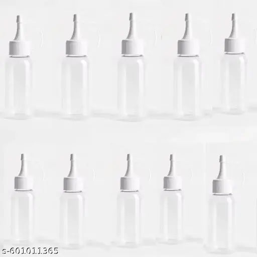 Empty Bottles for Rangoli Colors – 100 Gram Each | Transparent Plastic Jars with Nozzle Cap for Easy Dispensing | Refillable Storage Containers ( Bottle (Pack of 10))