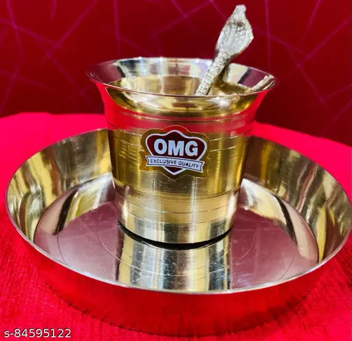 PANCHPATRA WITH SPOON AND BRASS PLATE