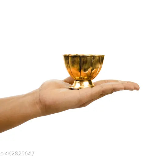 Putrika  Brass Chandhan | Kumkum | Turmeric | Sandal | Haldi | Bowl | Pooja | Puja | Holder | Roli | Stand | Multipurpose for Temple Home - Lotus Chandhan Bowl (2)