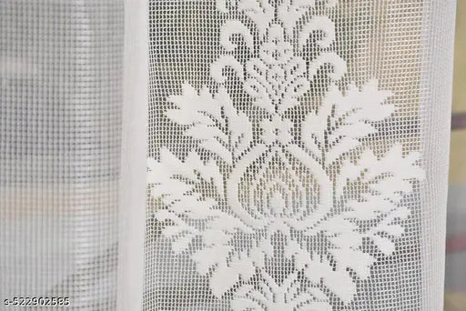 Frill Design Decorative Floral Tissue Net Pack Of 1 Pecs Cream Curtain