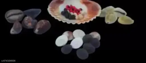 Pooja combo set (Black Cowdi , White Cowdi-Each 5 pcs) // (Red Black Gunja , Black Gunja , White Gunja –Each 5 pcs) // (Kamal Gatta Seeds-5 pcs) // (Gomati Chakra for Lakshmi Puja-5 pcs ) -Free Natural color sippi -1 )