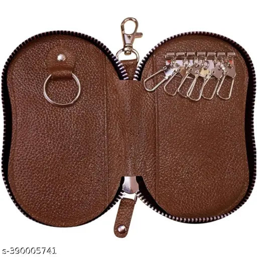 100% Genuine Leather Key Case Pouch | Key Holder for Men & Women (Set Of 1,Tan)