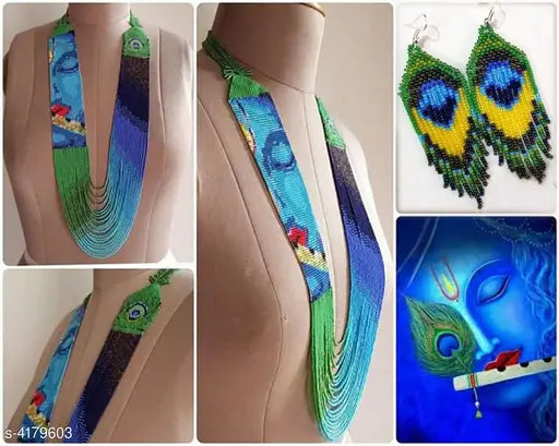 jeco Beads Jewellery Set beaded bohemion gypsy  women handmade multicoler seed beed necklace and earing set