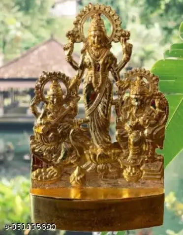 HaridwarDivine | Goddess Laxmi Ganesh Saraswati || Metal Ganesh Laxmi Saraswati Murti Statue Idol in Metal  for Diwali Puja | Temple | Prosperity.