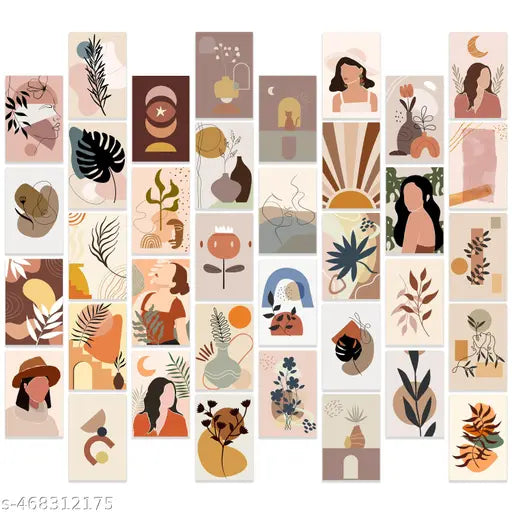 Sunitchen 36 Pcs 4x6 Inch Aesthetic Boho Wall Collage Kit with Double-Sided Tape - Perfect for Home Decor