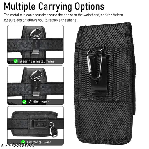 Waterproof Mobile Pouch for Men and Women with Belt Clip Anti Scratch Nylon Phone Holster Case with Card Holder Waist Pouch  (Black)