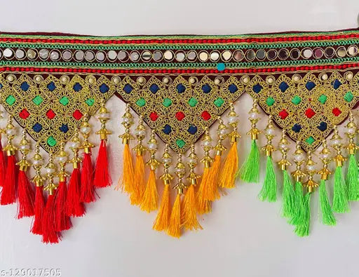 Hanumante Enterprise Traditional Fabric/Velvet Door Hanging & Toran Bandrarwal(Handicraft,37 Inches x 7.5 Inches)