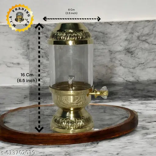 M.I.A. TRADING - Brass Akhand Diya Lamp with Bati Adjuster & Borosilicate Glass Oil Lamp for Worship, Meditation, Festival Rituals, Diwali
