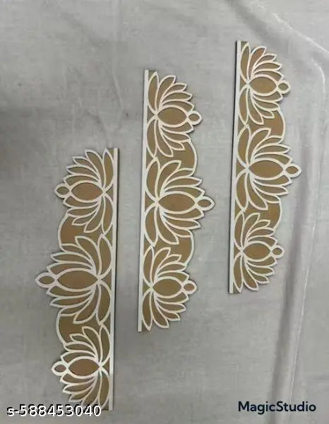 MDF Readymade Umbra Patti Rangoli Mats 4x12 Inches | Pack of 3 Pieces | Easy to Use Rangoli Template | Portable Diwali Decor Stencils