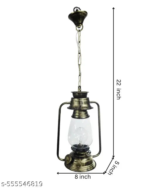 Vintage Hanging Lantern Pendant Light | Antique Brass Finish | Rustic Chain Lamp for Living Room, Balcony, Cafe, Bar, Restaurant | 22 inch Decorative Ceiling Light(bulb not included)