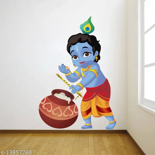 Sticker Aura Lord Krishna Wall Sticker For Living Room/Bedroom (Size :26x18 inch)