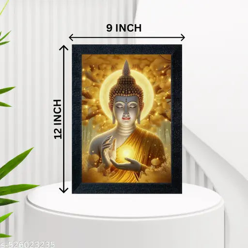 "Divine Golden Buddha Wall Frame | Spiritual Home Decor | Meditating Buddha Art | Positive Energy Painting"