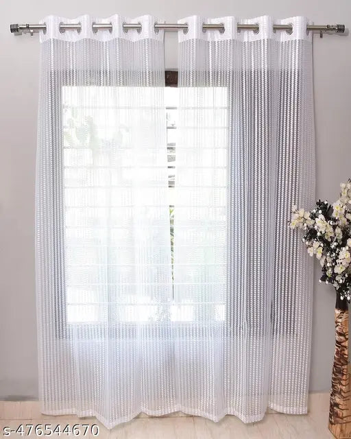 White Tissue Transparent Net  SheerCurtains Pack of 01 pc