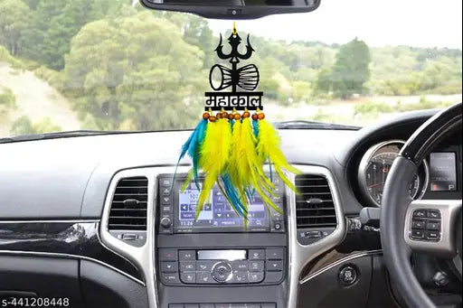 Sioncet created Mahak For car hanger, Yellow and Blue color dream catcher, hand made iteam, ( Pack of One )