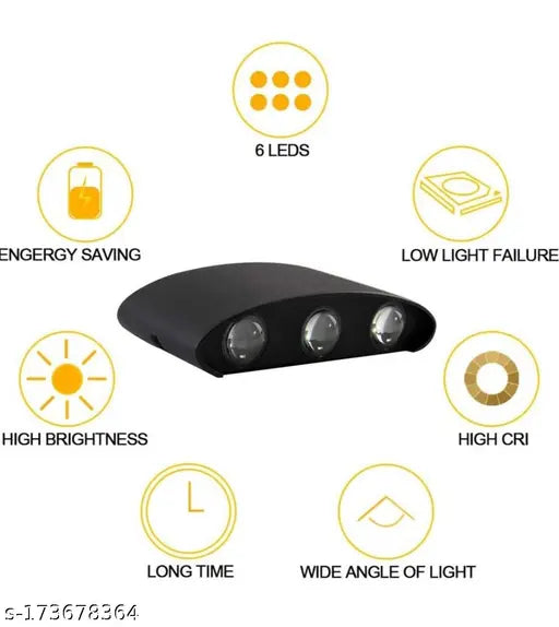 PIXORA 12 WATTS 6 RAY WATERPROOF LED WALL LAMP WARM WHITE