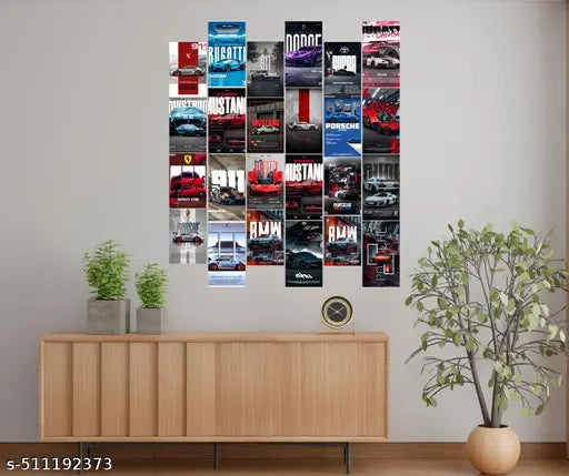 Aesthetic Car Wall Collage Kit || 24pcs (4×6inch) car Aesthetic Posters For Room Decoration Water Resistant Paper Comes With Adhesive Tape (Car )