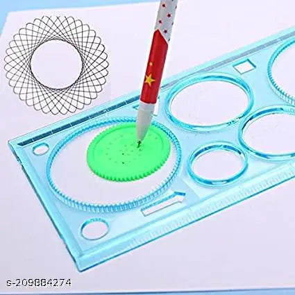 PRRO Creative Gift Designer Spirograph Geometric Ruler Drafting Tools Art and Craft Sets School Stationery Return Gift for Children Kids Students (Assorted)-Pack of 4