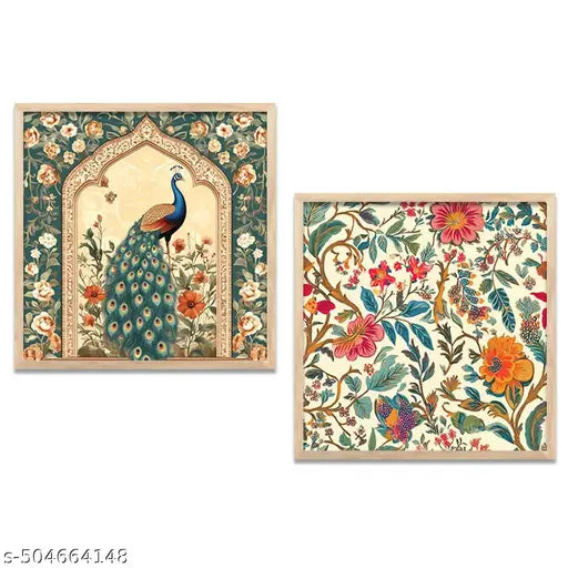 Kotart Traditional Wall Art Painting | Wall Frames For Home Décor Office Living Room | Poster With Frame Wall Decoration Painting | Premium Art Framed Wall Painting For Home Décor | Set of 2 ( 8X8 inch ), Framed)