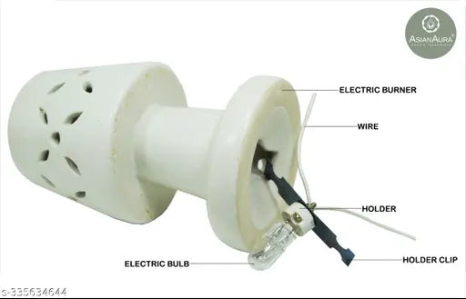 Handcrafted Ceramic Electric Aroma Diffuser Oil Burner| Aroma Oil Diffuser for Home with Aroma Oils, Cylinder Shape, White Color (Lavender & Rose 10 ml Each)