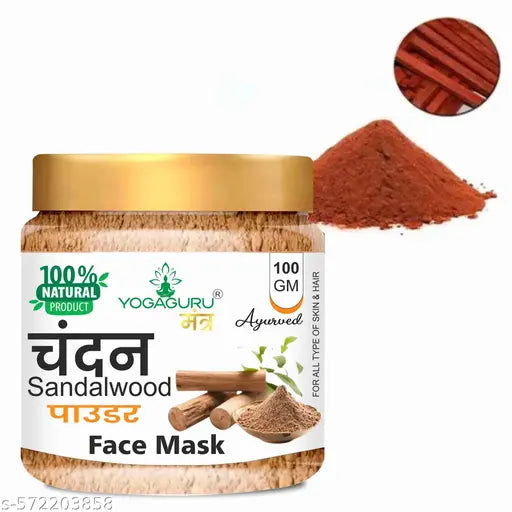 Sandalwood Face Pack Powder with Almond and Calamine Clay for Natural Glowing & Tan Removal for Face and Skin Carre 100gm