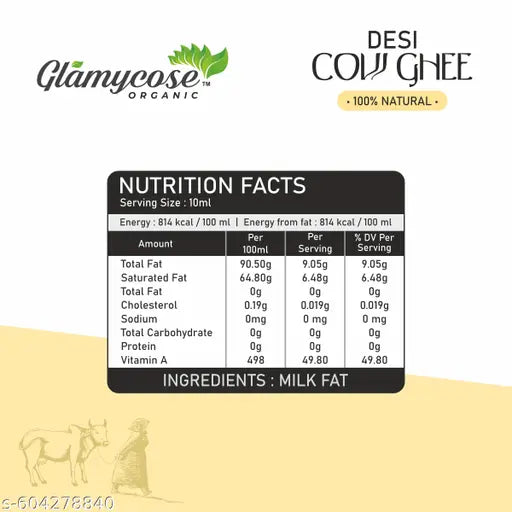 Glamycose Pure Desi Cow Ghee 1 Litre Tetra |  No Added Color and Preservatives, No Added Fragrance, 100% Naturally obtained Ghee | 1 Ltr Tetra Pack