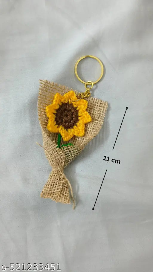 MINI Handmade crochet Mini Bouquet Keychain Sunflower - Gift and Love, Pookie, birthday Friendship Anniversary festive season,  celebration, home decor,  occasion