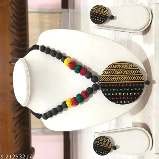 Handmade Terracotta(Clay Work) Pendent Jewellery Set