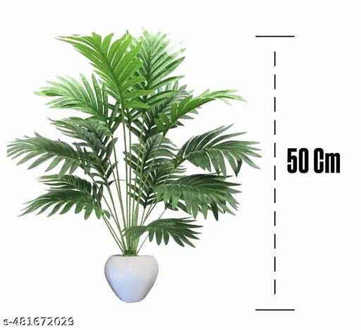 Sunever Artificial 12 Leafs Palm Tree with Plastic Applee Pot for Beautiful Home Decoration