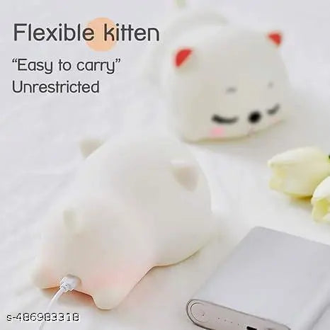 USA Night Lamp, Catt Lamp, Catt Light lamp, Ctat Touch Silicnone Lamp, 7 Colour Changing Light for Kids Bedroom, USB Rechargeable Caat Light lamp