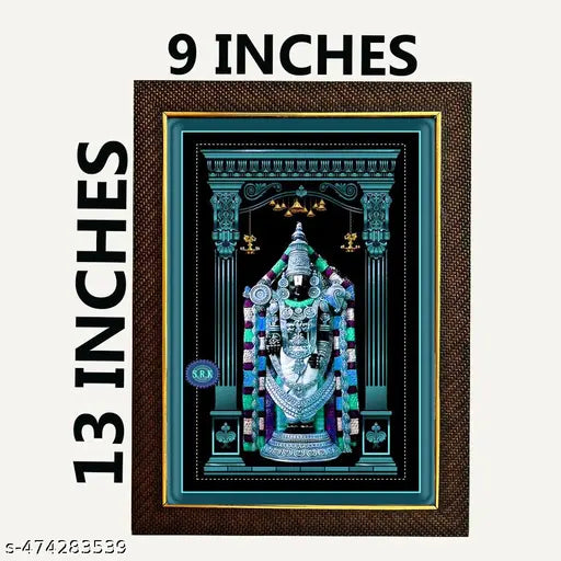 Lord Tirupati Balaji/Venkateshwara Swamy Wooden Photo Frame | Wall Painting Framed Home Decor