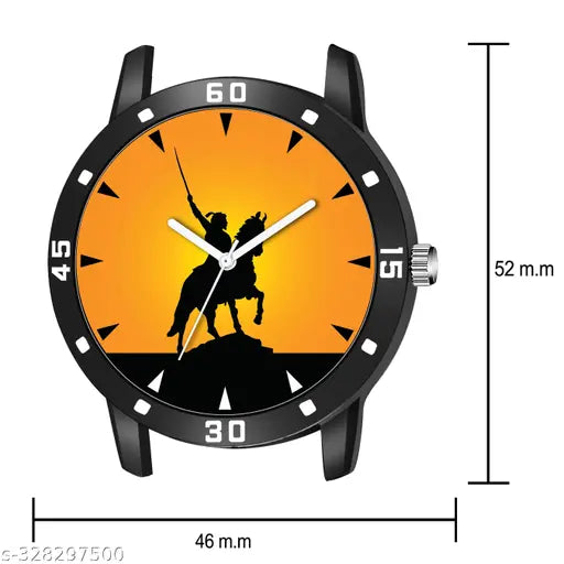 Cloud cool Analogue Shivaji Design Round Dial Latest Fashion Leather Strap Stylish Wrist Watch for Men and Boys, Pack of 1