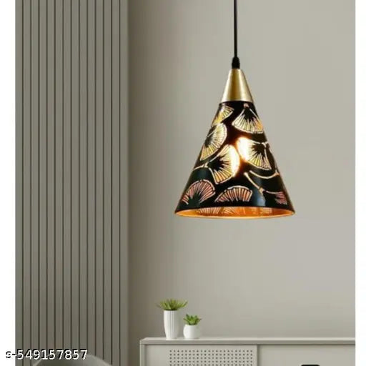SWIATLO Black Kon Gold Cap Lezar Cutting Linear Cluster Pendant Light/Cluster Hanging Light/Cluster Ceiling Light/Three Pendant Lamp to Décor Home/Living Room/Bedroom/Office/Dining/Café (With bulb)