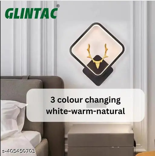 Black Body Home Decore Led Fancy Wall Light,Night Lamp,Decorative Lamp,Wall Hanging Lights for Bedroom,Living Room, Warm White(Square Deer Horn Bk)