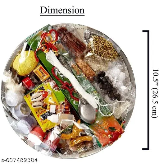 All in One Pooja Kit Thali (31 Pieces, Stainless Steel) for Navrata Pujan, House Warming Puja Kit, Chat Puja, Durga Hawan Puja, Diwali Laxmi Pujan, Ganesh Pujan, Puja Thali