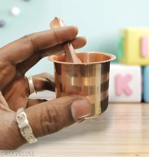 100% Pure Copper Puja Patra Punch Patra Jal Patra with Achmani Spoon Set for all pooja needs