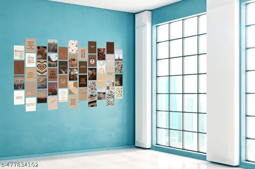 54 Peel-N-Stick Brown Aesthetic Wall Collage Kit, Girl Room Decor, Dorm Decor, Photo Collage Kit, Wall Collage- 1 Tissue Tape Included