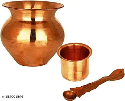Kalash for puja Copper Panch Patra Copper Tambe ka lota for puja lota for puja Copper lota for puja Copper panchapatra for puja (Big Size, 12 cm, Brown), bronze