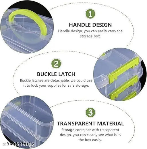 Multipurpose 3 Layer Stack & Carry Box, Plastic Portable Storage Container Box Handled Organizer Storage Box and Beauty Supplies