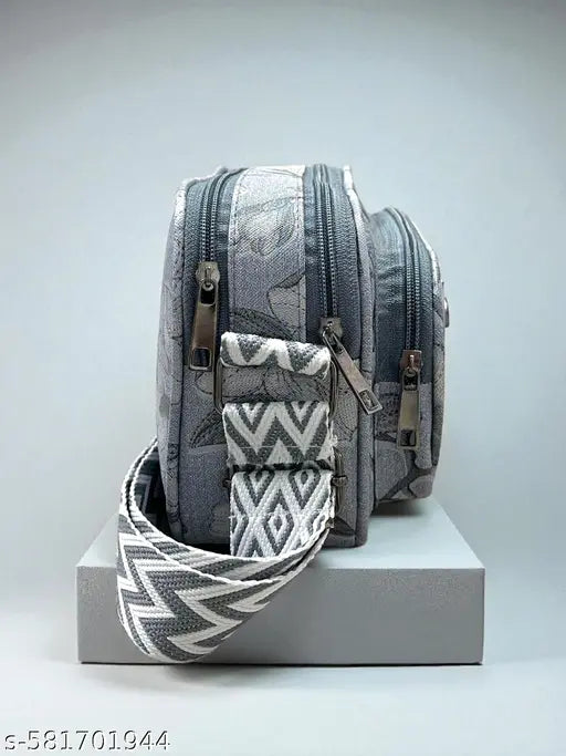 vougish attractive women grey PU sling bags/Full hand work bag/sling bag for women/party wear bag for women/long bag for women/wedding bag for women/Cotton Fabric sling bag for women