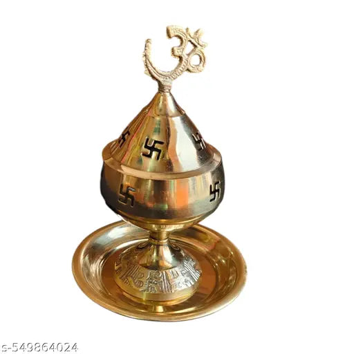 Pure Brass Puja Plate for Aarti, Bhog & Rituals – Traditional Design